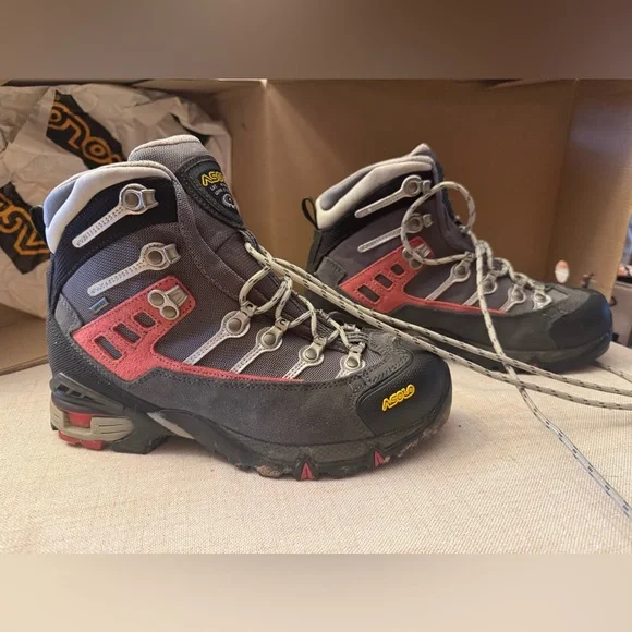 Asolo Women’s Gray and Red Hiking Boots - Picture 1 of 4